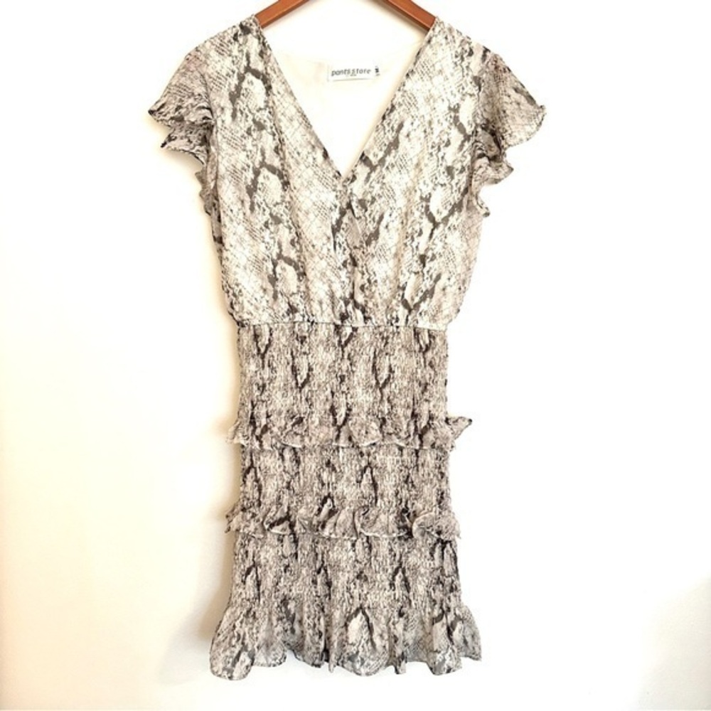 Pants Store Snakeskin Smocked Ruffle Fitted Mini Dress Size Medium